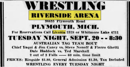 Riverside Arena - Sep 19 1949 Article (newer photo)